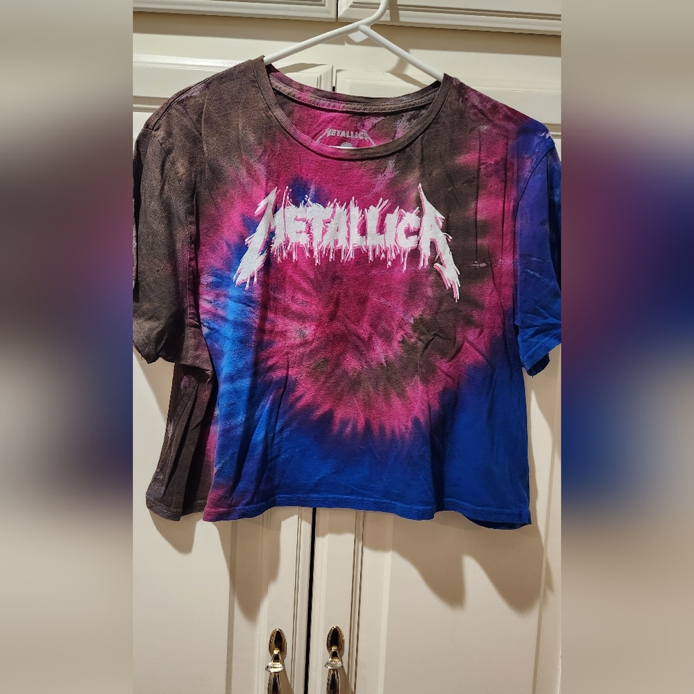 Metallica tie dye cropped t-shirt